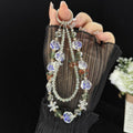 Double Layer Glass Flower Butterfly Phone Chain