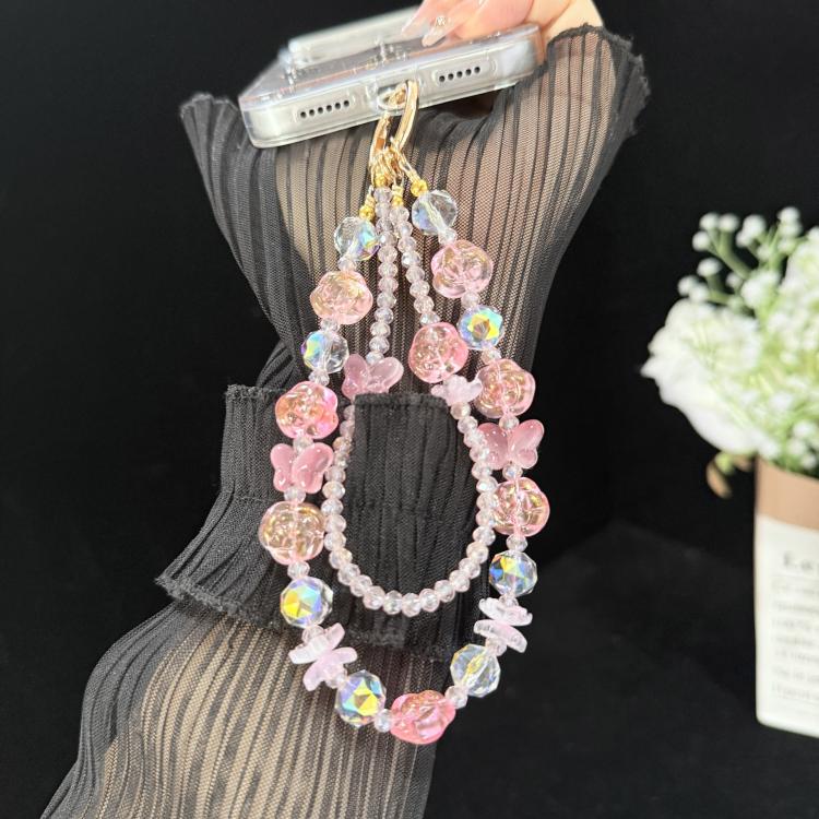 Double Layer Glass Flower Butterfly Phone Chain — view 6