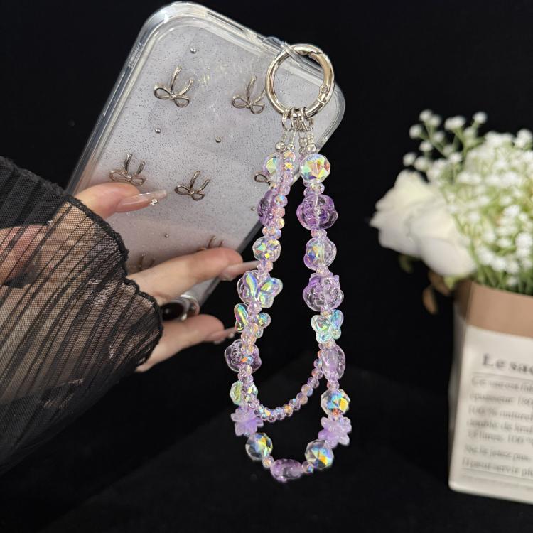 Double Layer Glass Flower Butterfly Phone Chain — view 7