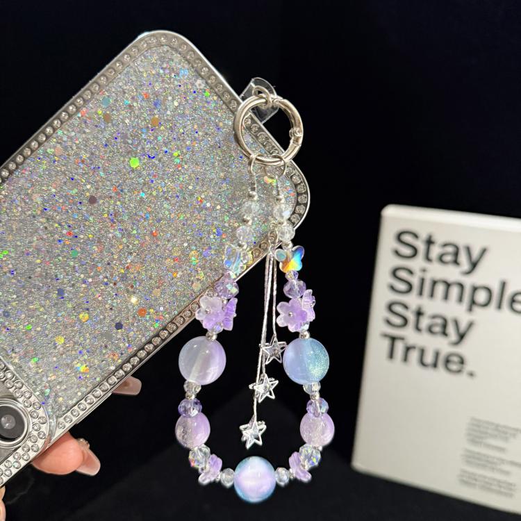 Floral Cluster Star Tassel Pendant Crystal Phone Charm — view 4