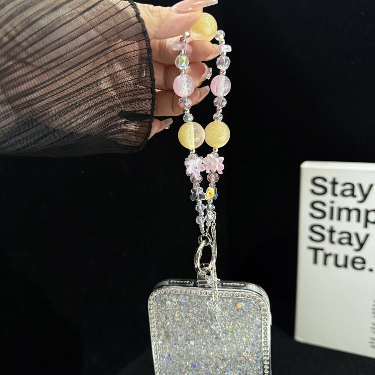 Floral Cluster Star Tassel Pendant Crystal Phone Charm — view 5