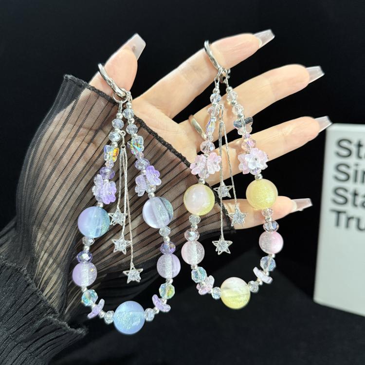 Floral Cluster Star Tassel Pendant Crystal Phone Charm — view 6