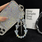 Cracked Ice Pentagon Silver Line Butterfly Crystal Phone Charm — view 5