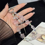 Cracked Ice Pentagon Silver Line Butterfly Crystal Phone Charm — view 7