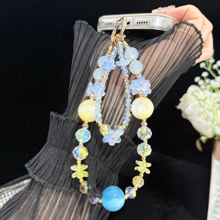 Spring Floral Beaded Crystal Phone Charm — view 5