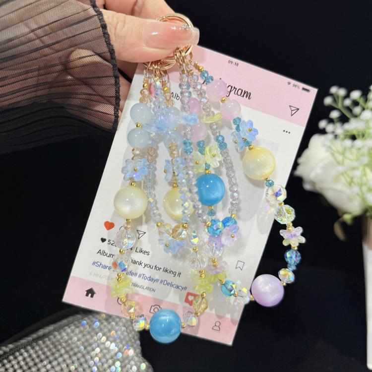Spring Floral Beaded Crystal Phone Charm — view 7