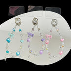 Broken Diamond Heart Bow Crystal Phone Charm — Pink