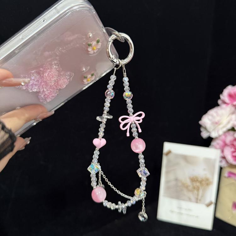 Broken Diamond Heart Bow Crystal Phone Charm — view 5