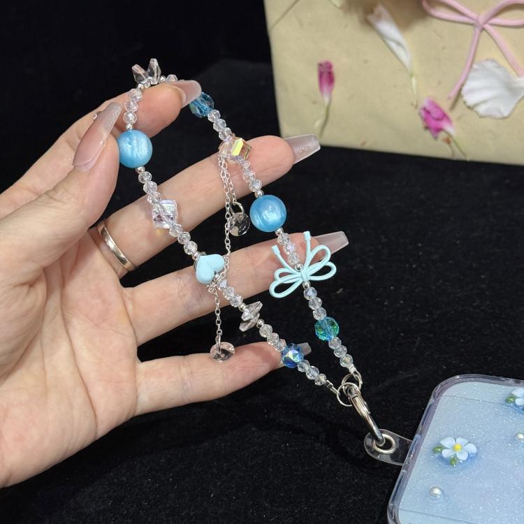 Broken Diamond Heart Bow Crystal Phone Charm — view 7