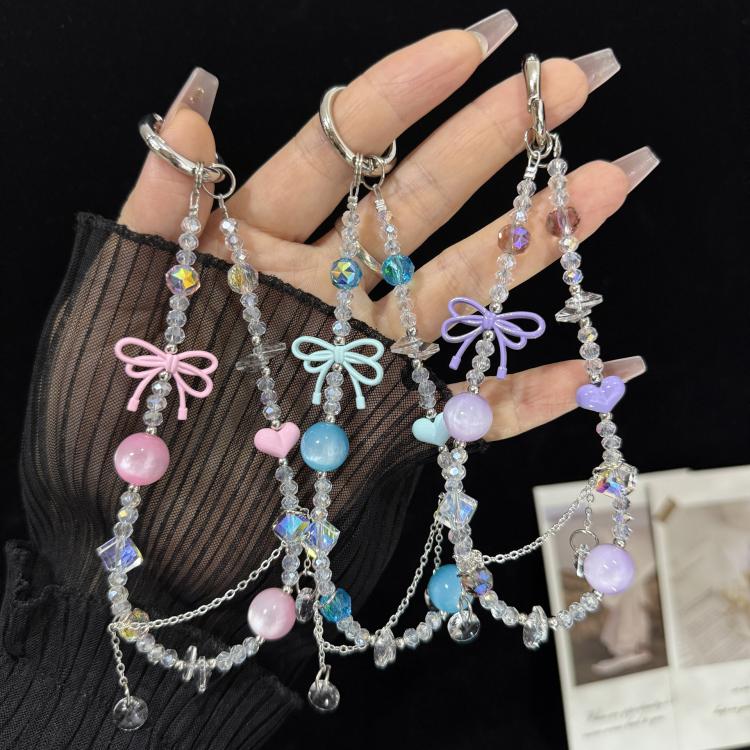 Broken Diamond Heart Bow Crystal Phone Charm — view 9