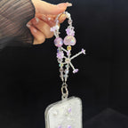 Bow Heart Iridescent Quicksand Crystal Phone Charm — view 5