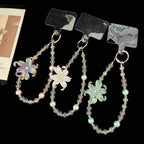 Transparent Iridescent Lily Crystal Phone Charm — Blue