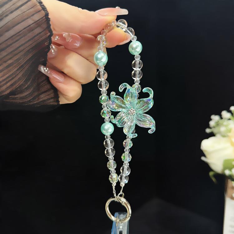 Transparent Iridescent Lily Crystal Phone Charm — view 7