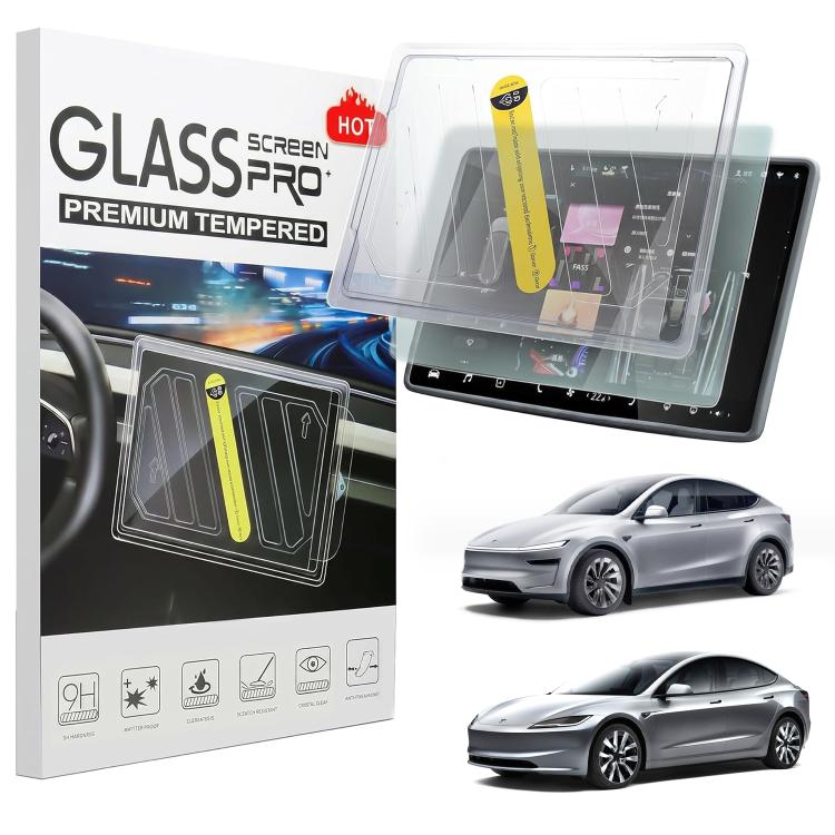 Easy Install Box Dust-Free Anti-Fingerprint Car Navigator Matte Tempered Glass Film — For Tesla Model 3 Refresh 15.4 inch
