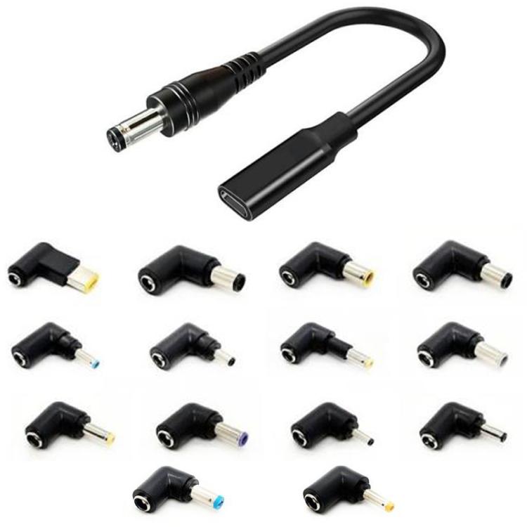 14pcs PA-100W DC Adapters 100W USB-C/Type-C Female to DC Male Cable Adapter Kit