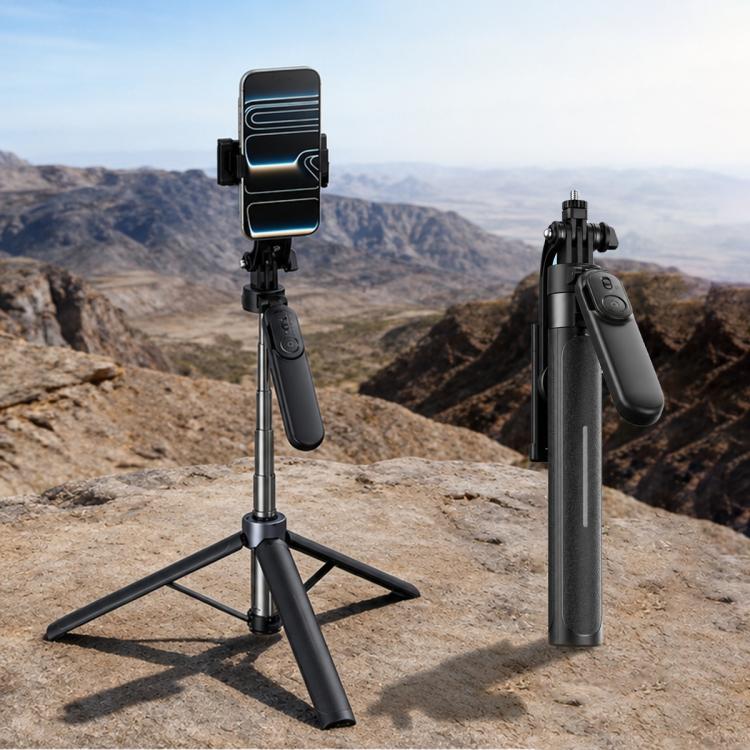 X2 1.3m Extendable 4-Axis Stabilization Phone Holder Bluetooth Remote Control Selfie Stick Tripod — Black
