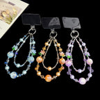 Iridescent Pearlescent 3D Flower Double Layer Phone Charm — Orange