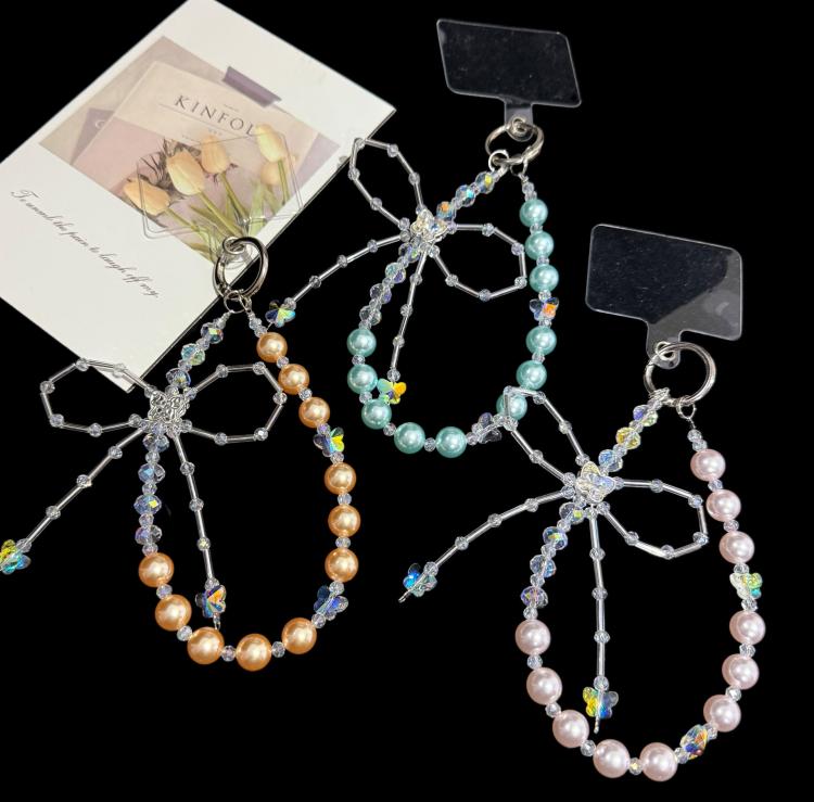 Bow Beaded Crystal Chain — Pink