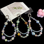 Iridescent Crystal Double-layer Phone Charm — Pink