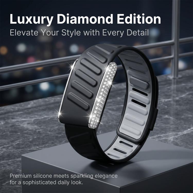 Full Diamond Style Two Color Silicone Watch Band