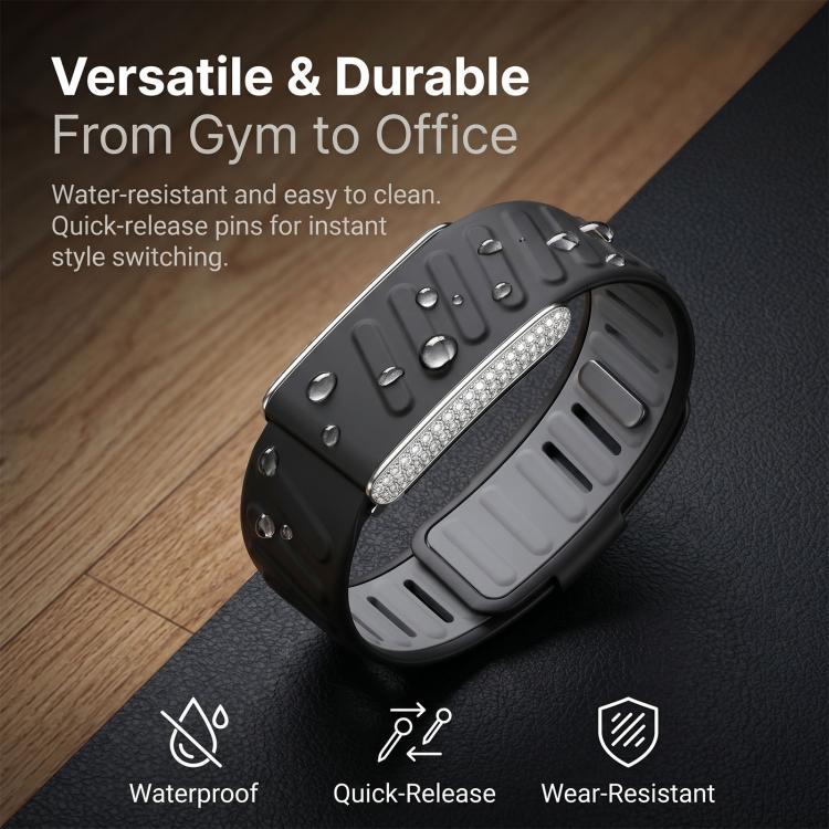Full Diamond Style Two Color Silicone Watch Band