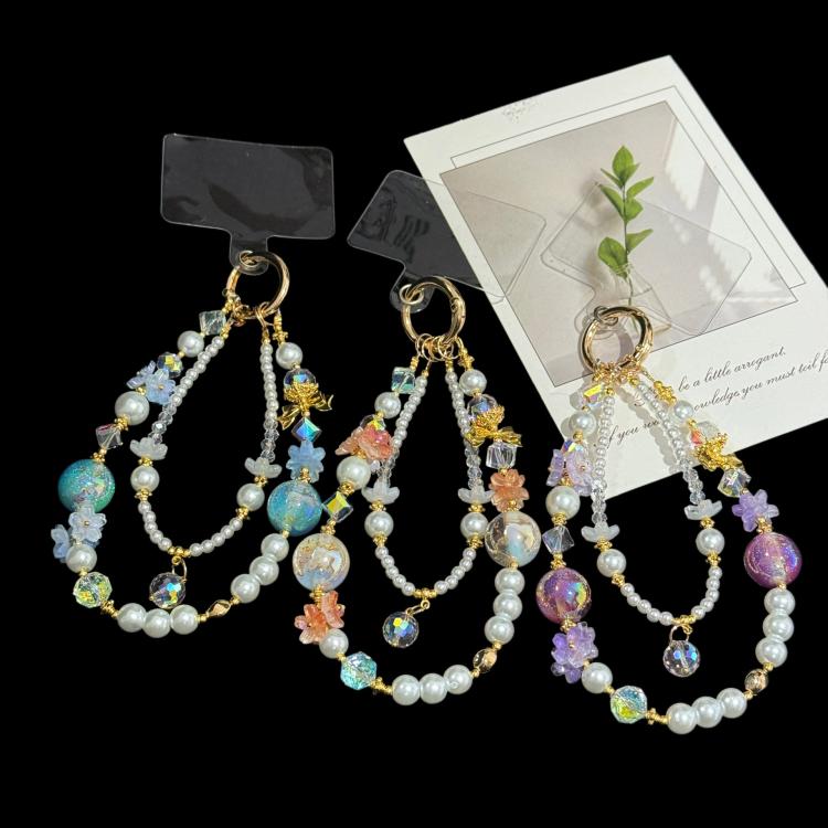 Gold Foil Bead Floral Pearl Double-layer Crystal Chain — Orange