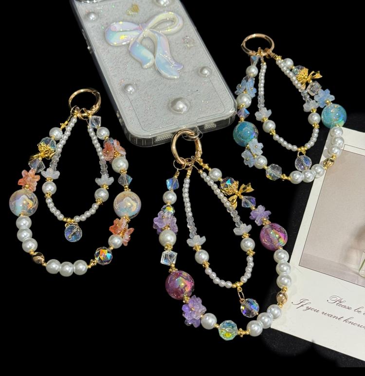 Gold Foil Bead Floral Pearl Double-layer Crystal Chain — view 6