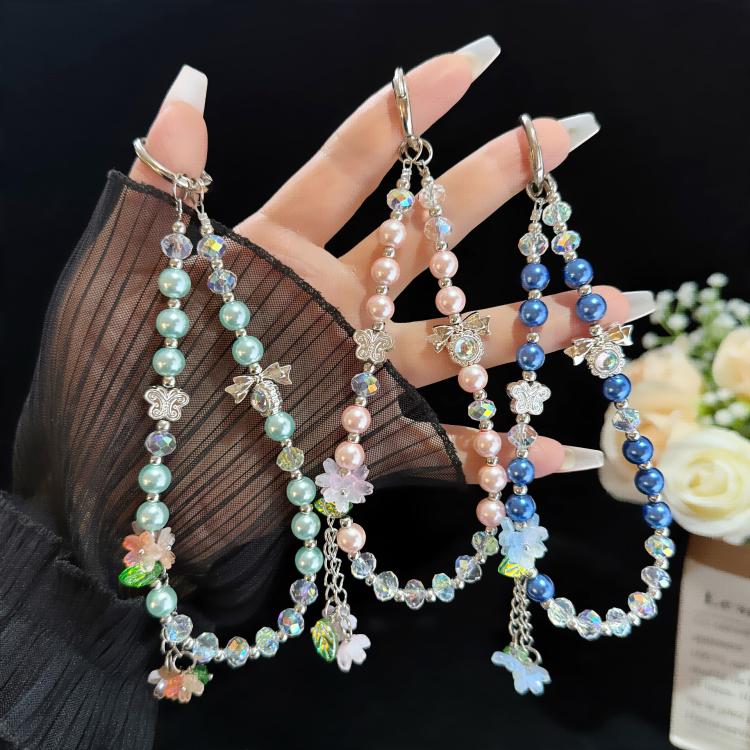 Butterfly Bead Floral Charm Pearl & Crystal Chain — view 5