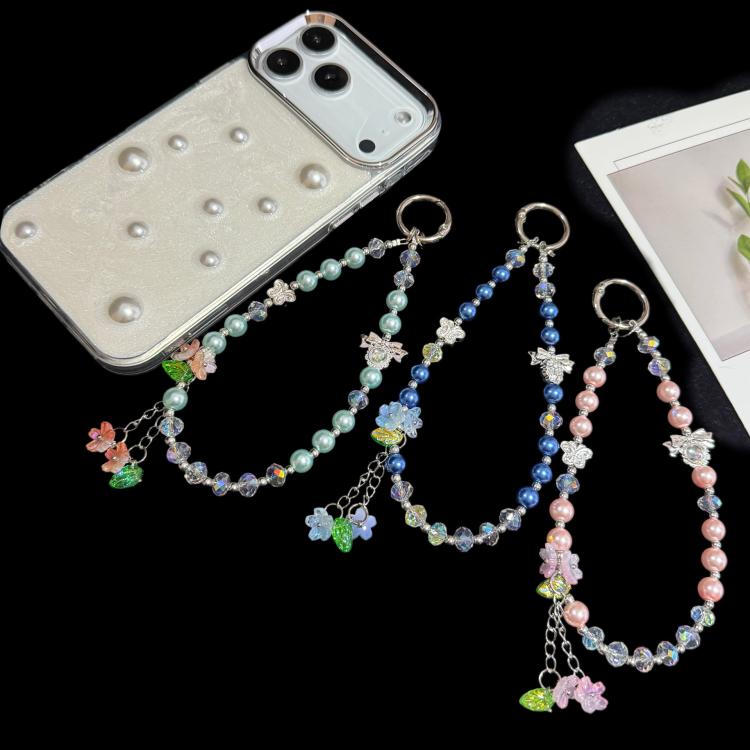 Butterfly Bead Floral Charm Pearl & Crystal Chain — view 6