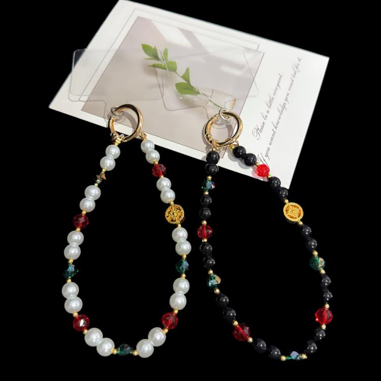Golden Fortune Emerald Beaded Crystal Chain — Black