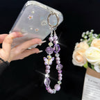 Blue & Purple Butterfly Crystal Bead Phone Charm — view 5