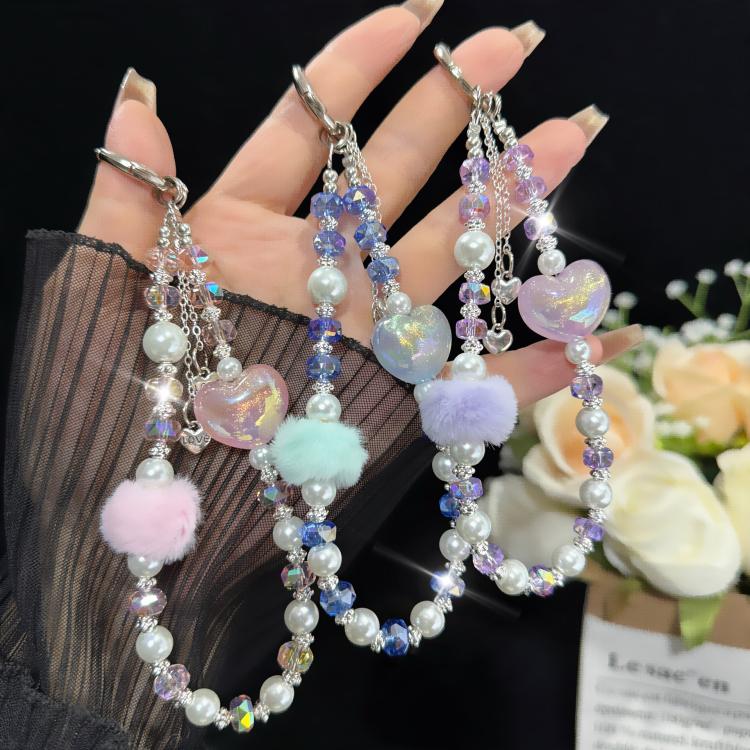 Pom-pom Sweetheart Iridescent Crystal Chain — Blue