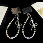 Cross Four-Leaf Clover Pearl Crystal Chain — Grey