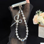Cross Four-Leaf Clover Pearl Crystal Chain — view 4