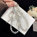 Cross Four-Leaf Clover Pearl Crystal Chain — view 7