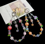 Sweet Floral Beaded Iridescent Crystal Chain — Pink