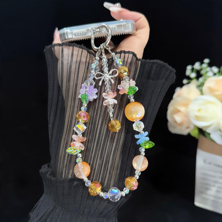 Sweet Floral Beaded Iridescent Crystal Chain — view 5