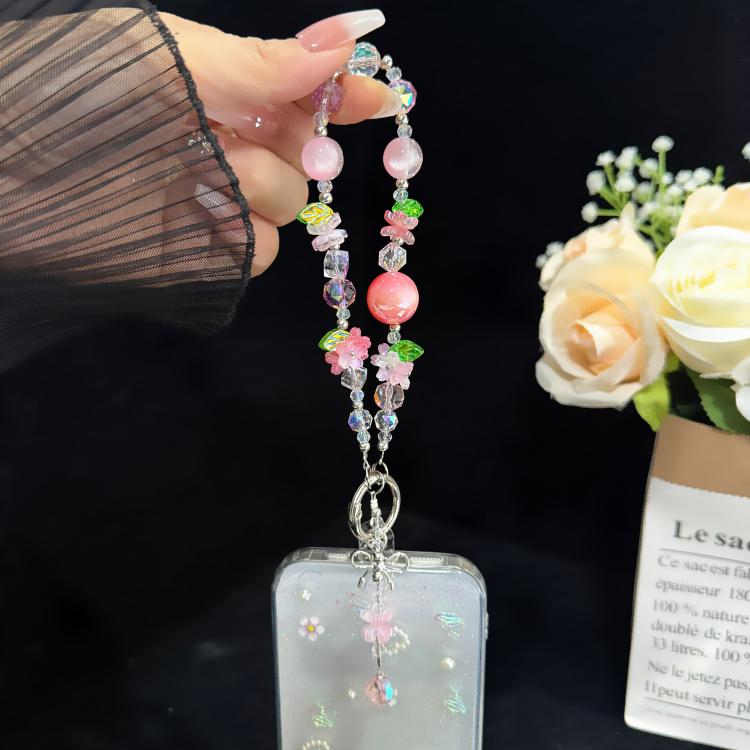 Sweet Floral Beaded Iridescent Crystal Chain — view 6