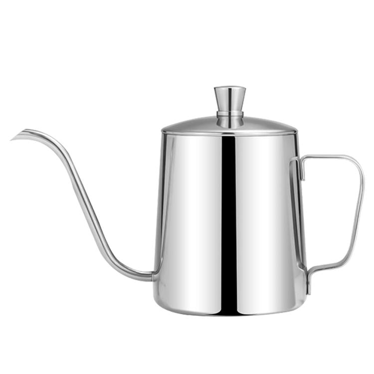 Swan-Necked Narrow-Mouth Stainless Steel Pour-Over Coffee Pot with Lid — 350ml