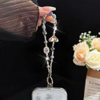 Silver Heart Square Rhinestone Iridescent Bead Crystal Chain — view 6