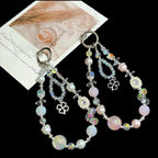 Beaded Leaf Lucky Iridescent Double-Layer Crystal Chain — Pink