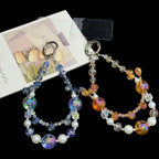 Color-blocked Iridescent Bead Double-Layer Crystal Chain — Blue