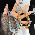 Color-blocked Iridescent Bead Double-Layer Crystal Chain — view 7