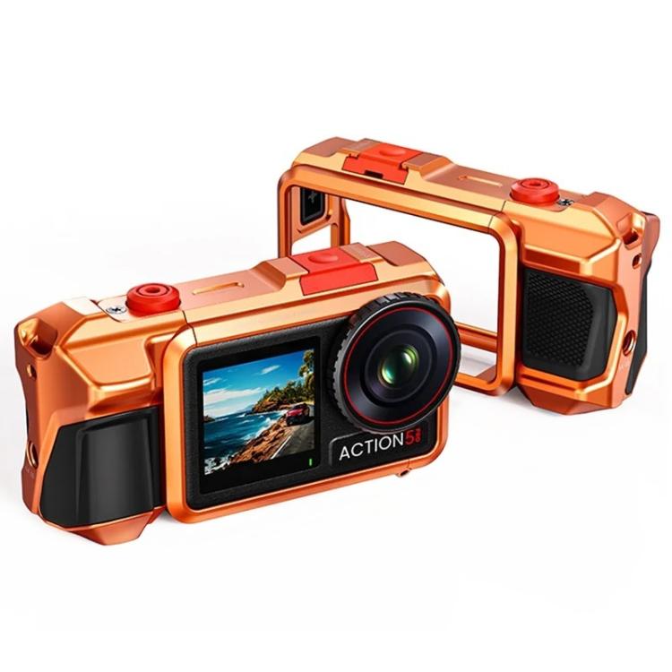 For DJI Osmo Action 3 / 4 / 5 Pro Cage Frame Action Camera Aluminum Alloy Protective Case — Grey