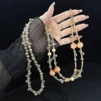 Metal Tag Iridescent Faceted Beaded Crossbody Chain