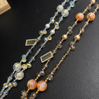 Metal Tag Iridescent Faceted Beaded Crossbody Chain — view 5