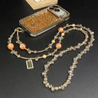 Metal Tag Iridescent Faceted Beaded Crossbody Chain — view 7