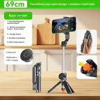 T01S For Live Streaming 3-in-1 Extendable Bluetooth Remote Phone Holder Stand Selfie Stick Tripod — T01S