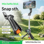 T01S For Live Streaming 3-in-1 Extendable Bluetooth Remote Phone Holder Stand Selfie Stick Tripod — view 3