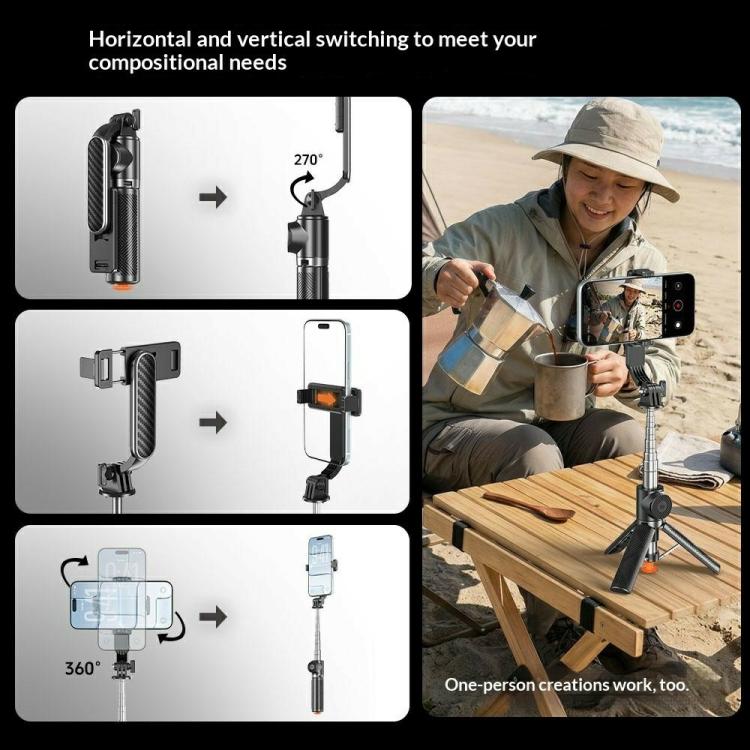 T01S For Live Streaming 3-in-1 Extendable Bluetooth Remote Phone Holder Stand Selfie Stick Tripod — view 8